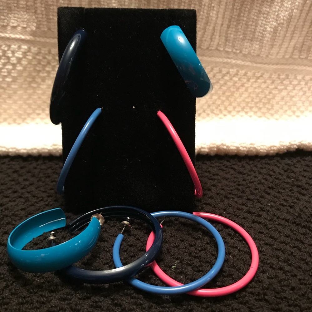 Vintage Bundle (4) of 80's Hoop Earrings Multi